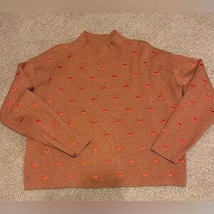 Anthropologie Maeve Carys Mock-Neck Heart Sweater, M